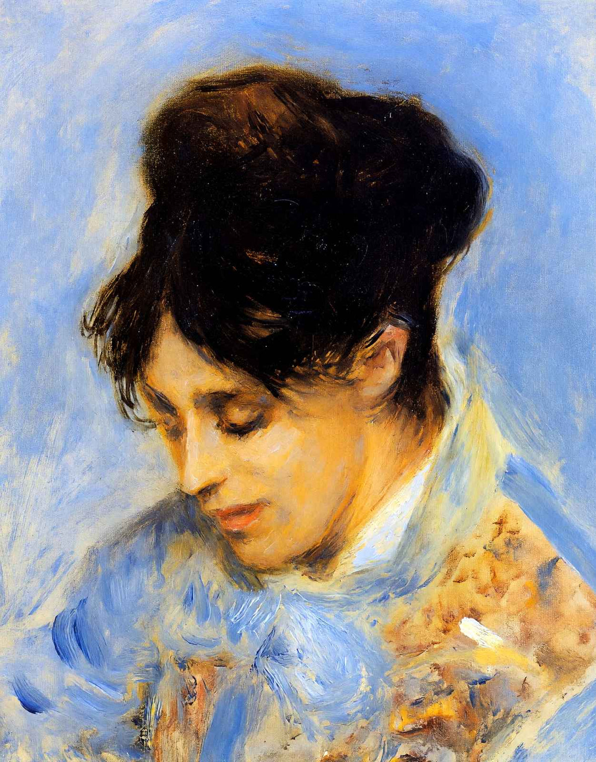 Portrait of Madame Claude Monet Art Print 1872 by Renoir (6 Sizes) - Restored