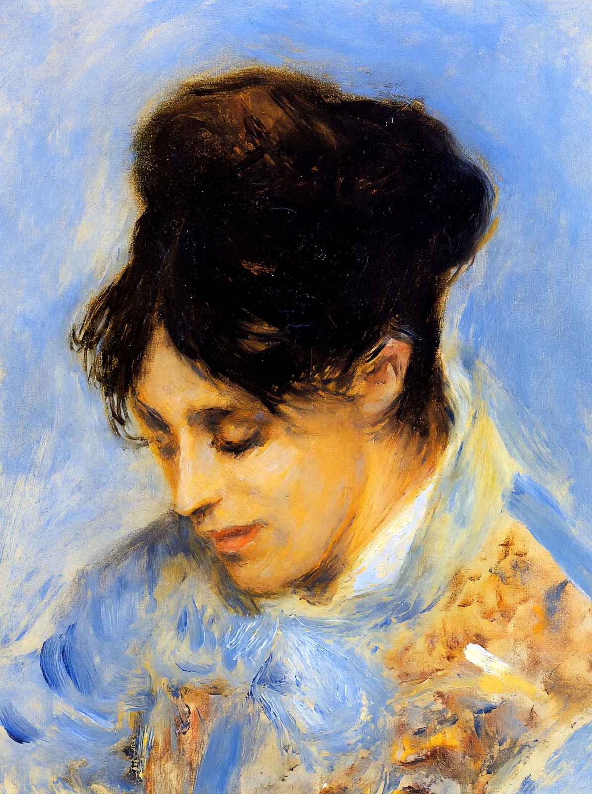 Portrait of Madame Claude Monet Art Print 1872 by Renoir (6 Sizes) - Restored