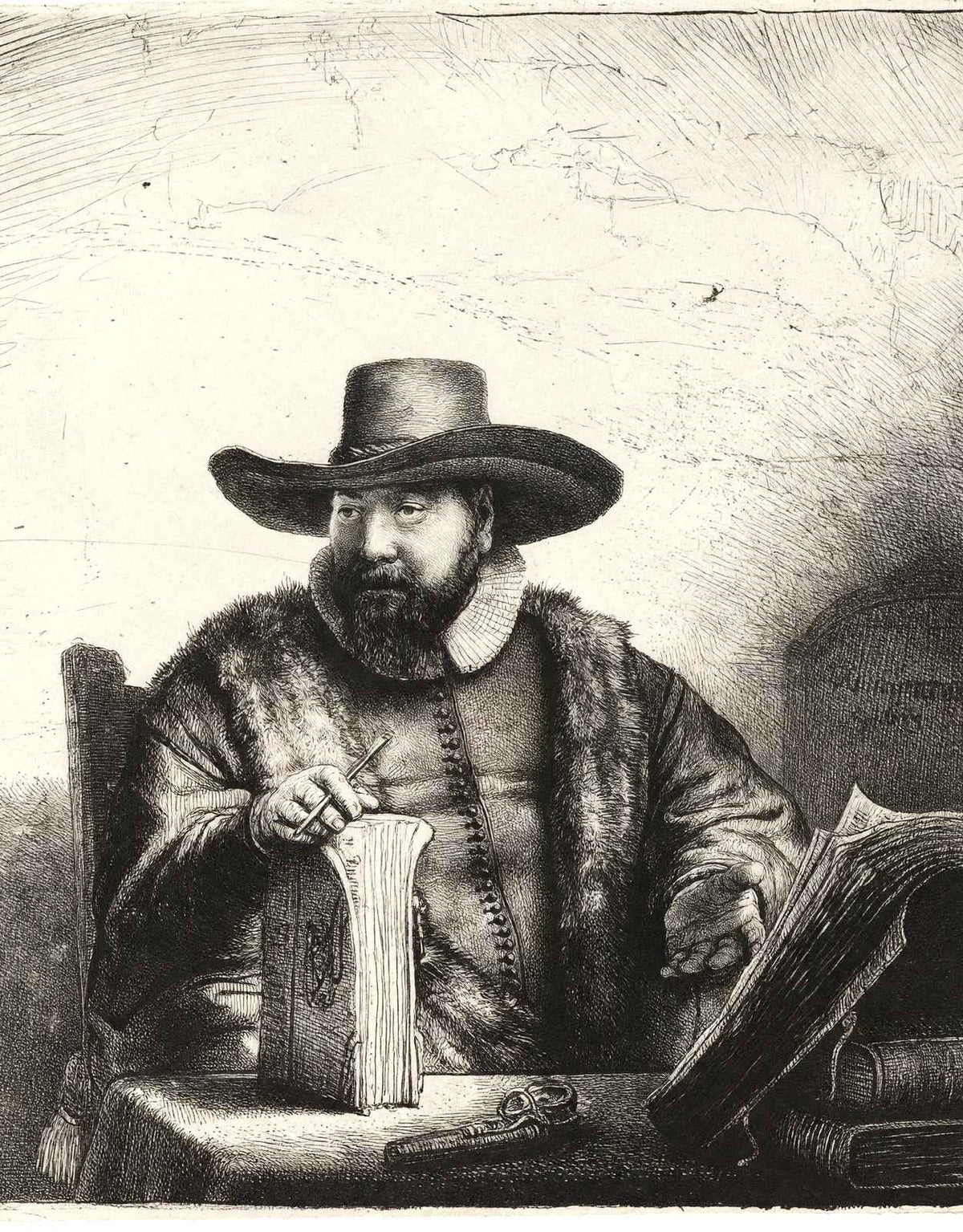 Portrait of Cornelis Claesz Fine Art Print 1640 Painting by Rembrandt (6 Sizes)