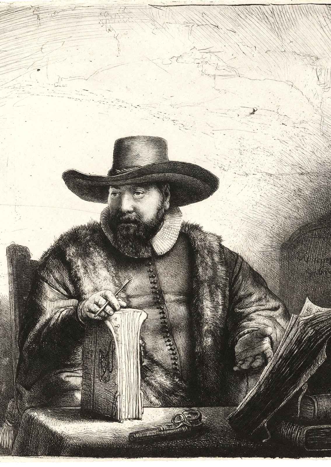 Portrait of Cornelis Claesz Fine Art Print 1640 Painting by Rembrandt (6 Sizes)
