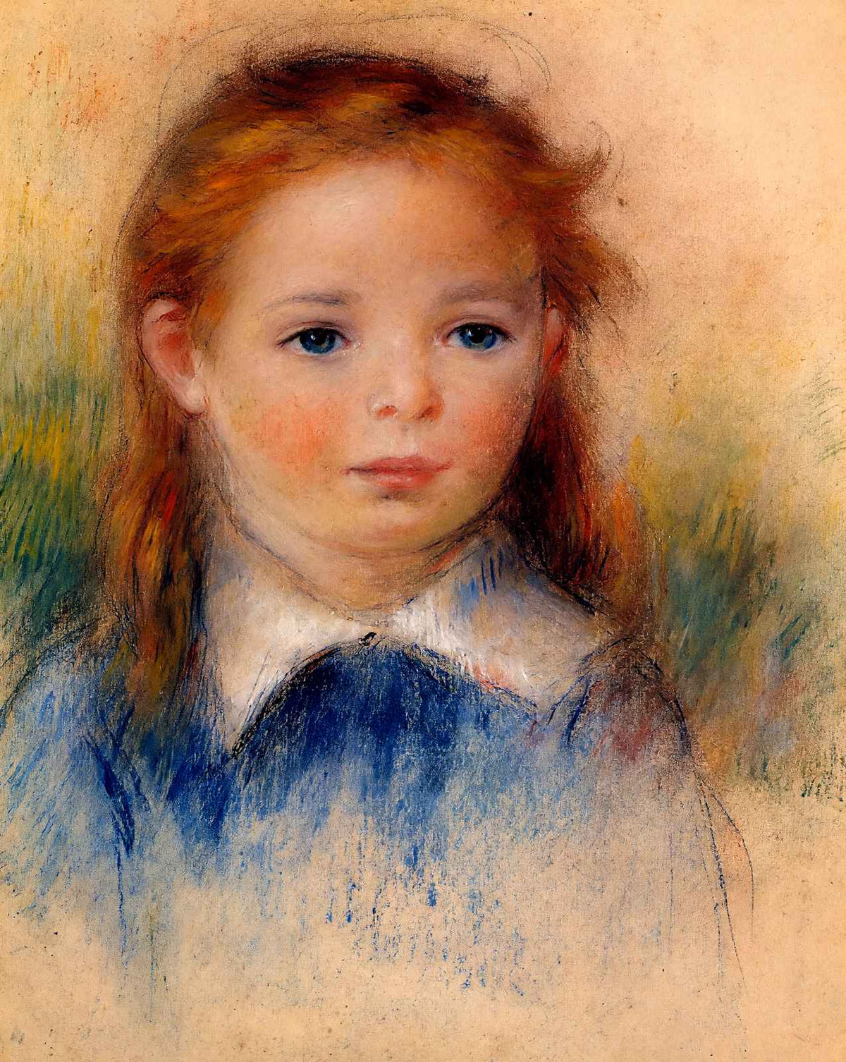 Portrait of a Little Girl painting print by Pierre-Auguste Renoir (1880)