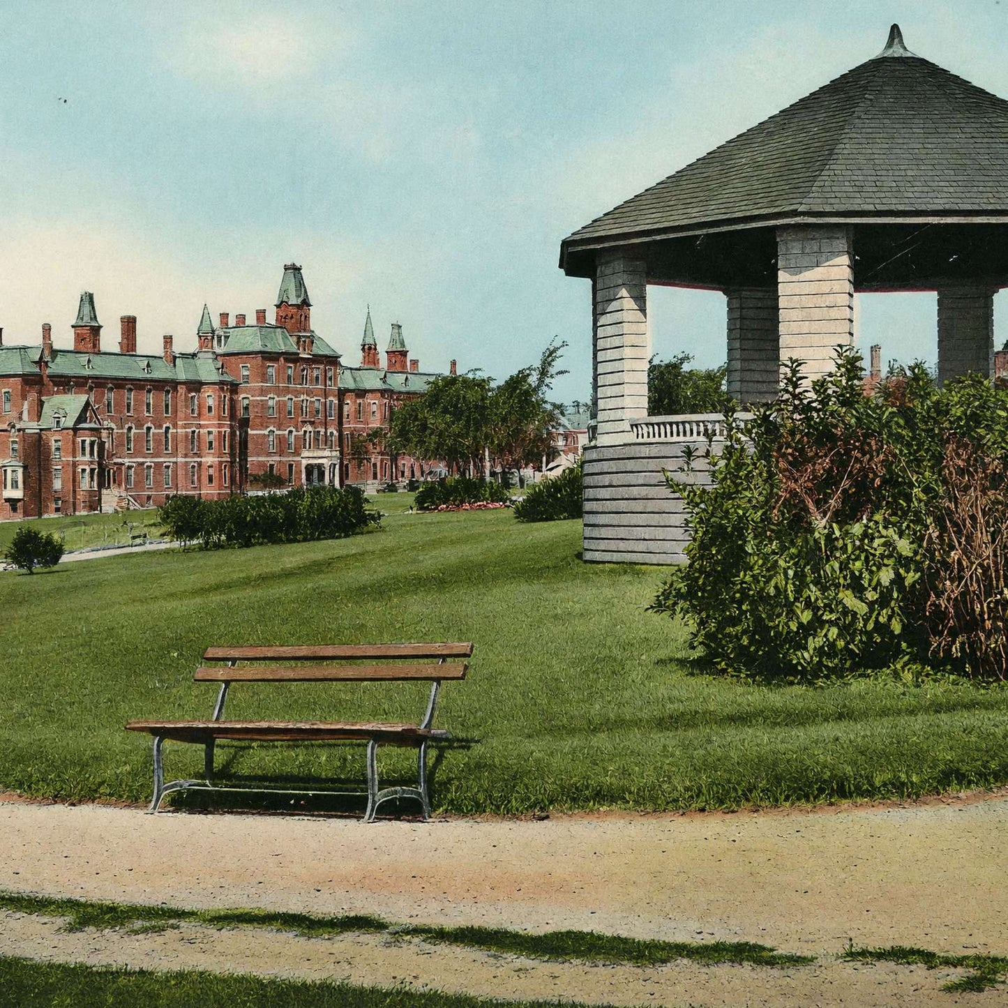Maine General Hospital from Western Promenade Portland Vintage Print (7 Sizes)