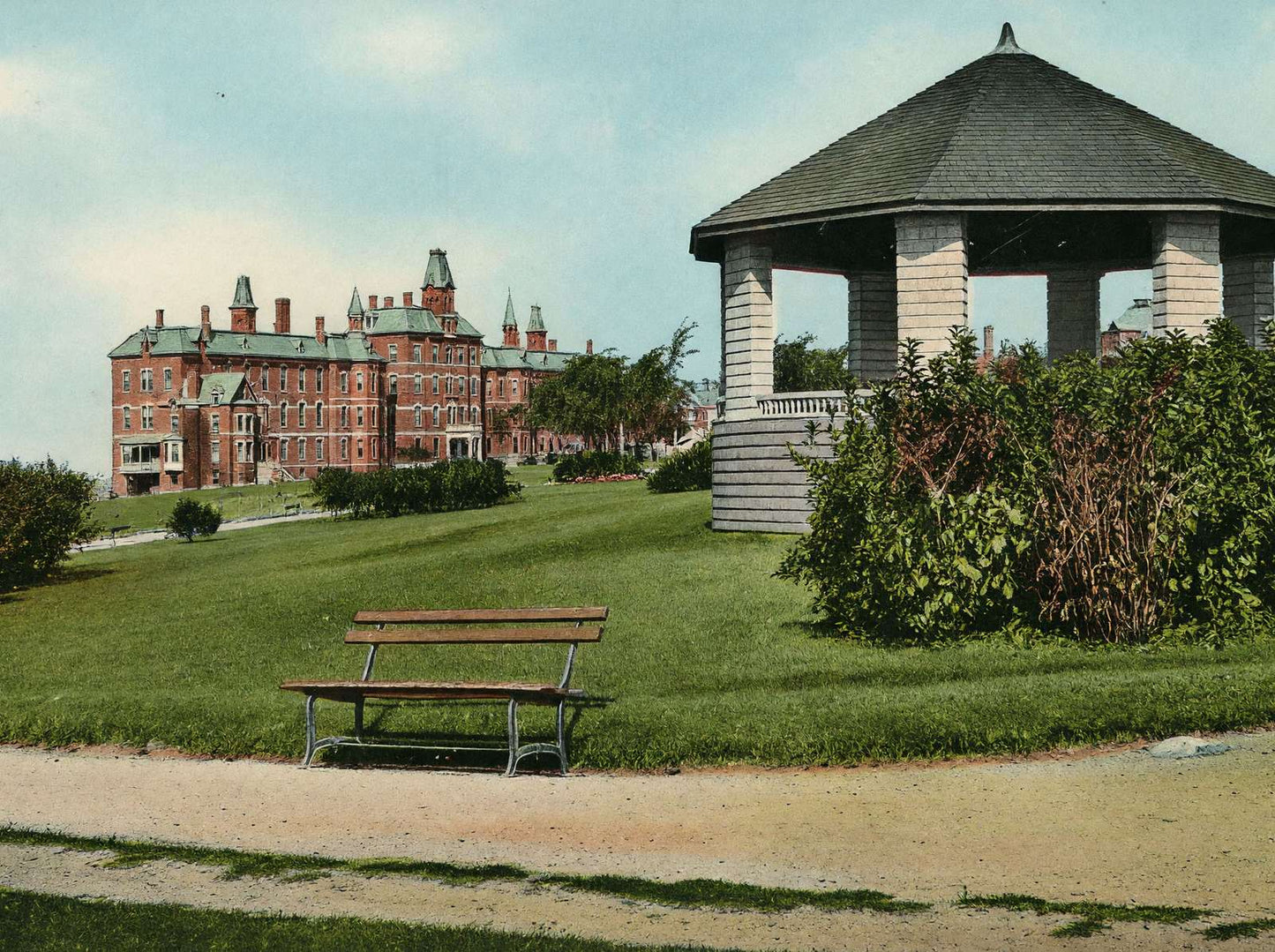 Maine General Hospital from Western Promenade Portland Vintage Print (7 Sizes)