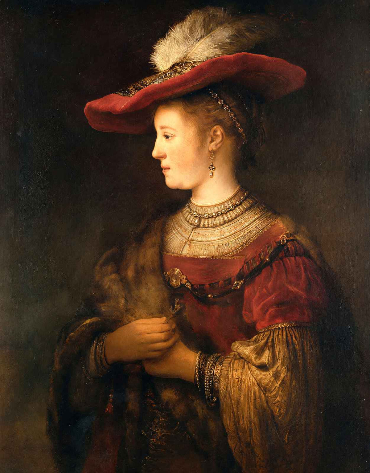 Portrait of Saskia Van Uylenburgh 1634 Painting by Rembrandt Art Print (6 Sizes)