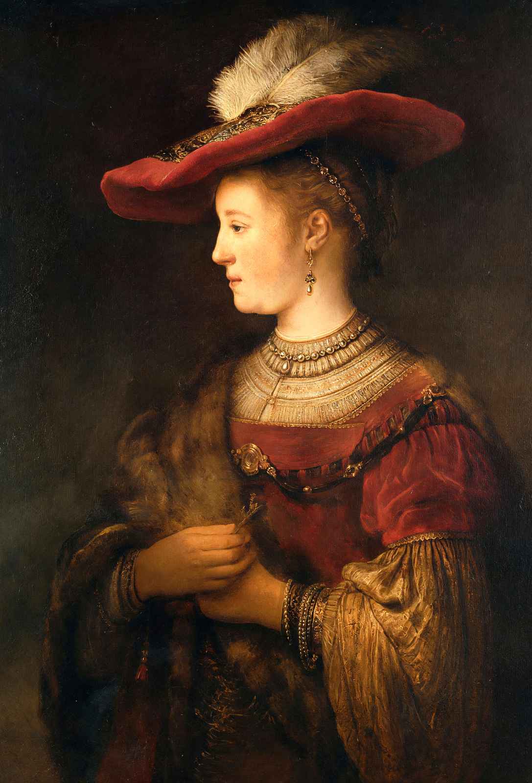 Portrait of Saskia Van Uylenburgh 1634 Painting by Rembrandt Art Print (6 Sizes)
