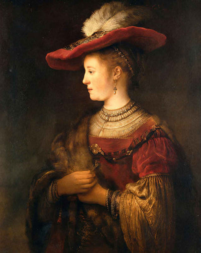 Portrait of Saskia Van Uylenburgh painting print by Rembrandt (1634)