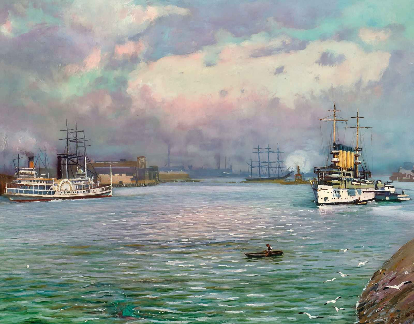 Portland Harbor Oregon in 1908 Art Print (7 Sizes) - Acid Free