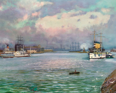 Portland Harbor in 1908 art print
