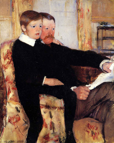 Portrait of Alexander J. Cassat and His Son Robert Kelso Cassatt painting print by Mary Cassatt (1885)