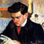 Portrait of Rodo Pissarro Reading painting print by Camille Pissarro (1900)
