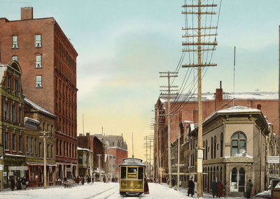 Congress Street Looking East Portland Maine in 1908 Vintage Print (7 Sizes)