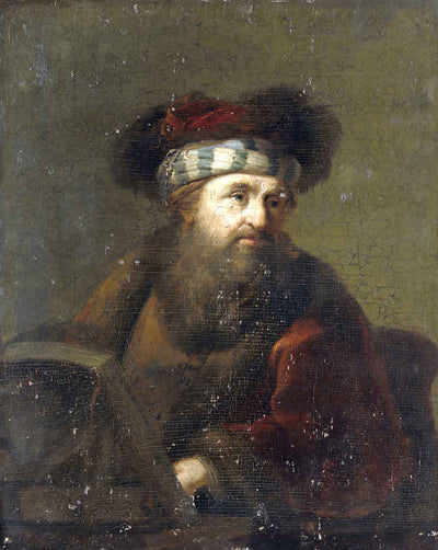 Portrait of a Rabbi painting print by Rembrandt (1657)