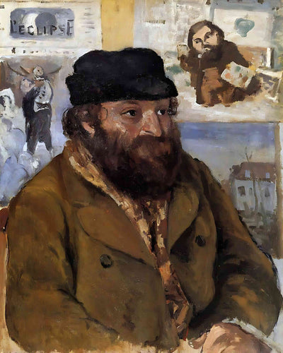 Portrait of Paul Cezanne Painting by Camille Pissarro 8x10" Art Print - Restored