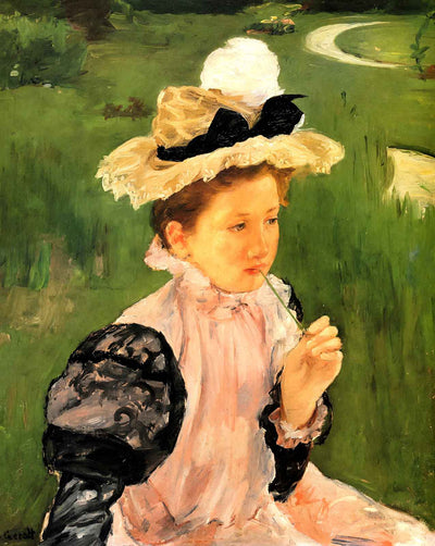 Portrait of a Young Girl painting print by Mary Cassatt (1900)