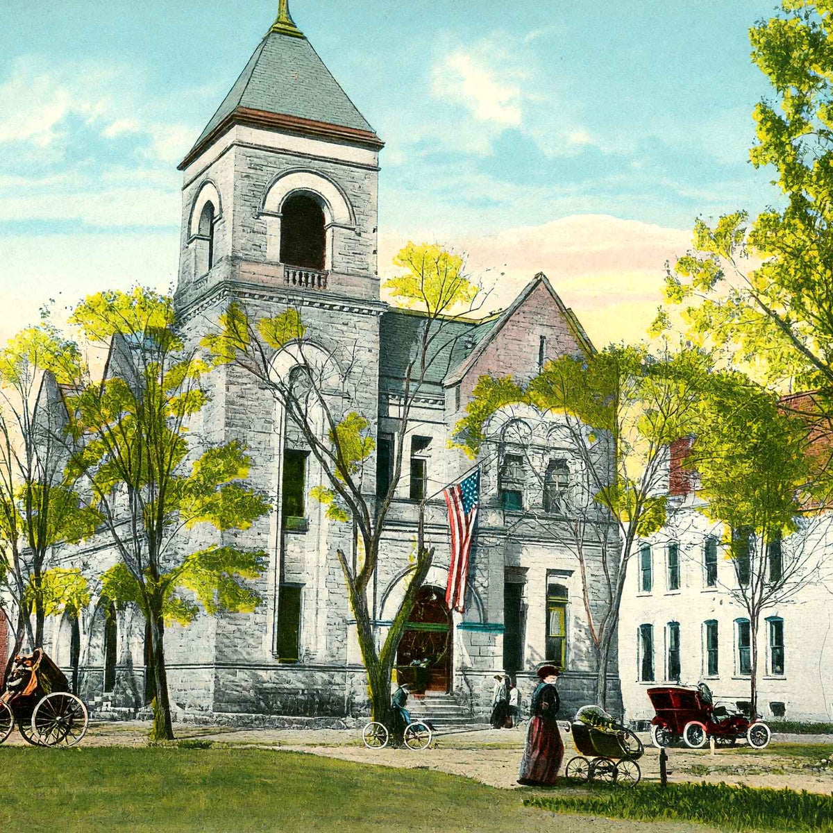 Post Office Canton Ohio in 1907 Vintage Print (7 Sizes) - Premium Print