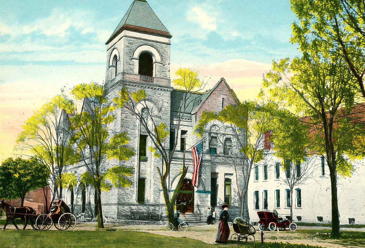 Post Office Canton Ohio in 1907 Vintage Print (7 Sizes) - Premium Print