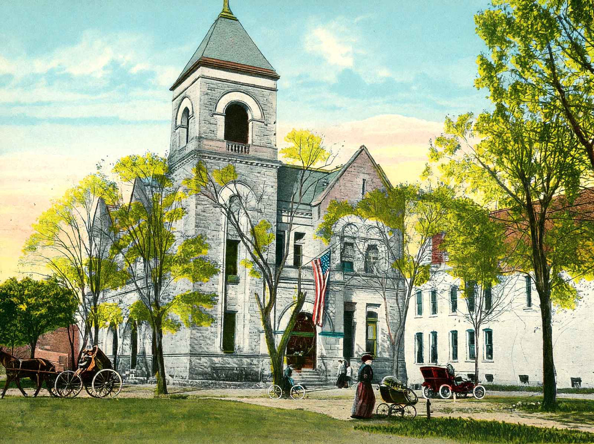 Post Office Canton Ohio in 1907 Vintage Print (7 Sizes) - Premium Print