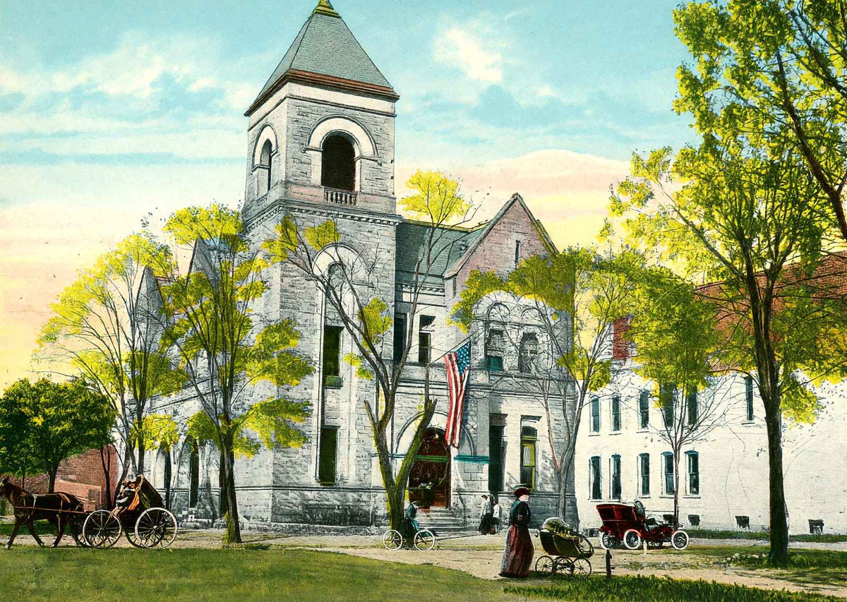 Post Office Canton Ohio in 1907 Vintage Print (7 Sizes) - Premium Print