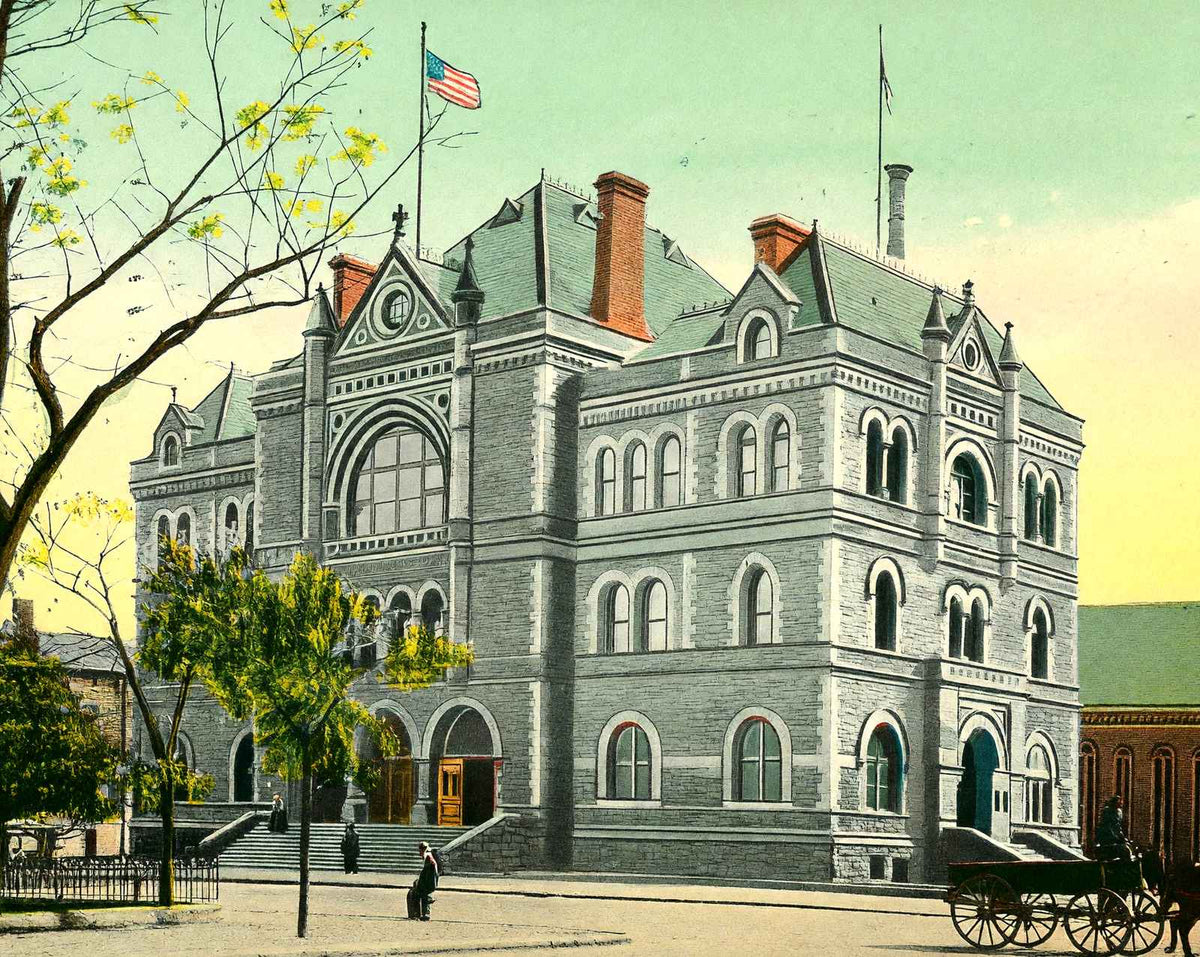Post Office in Columbus in 1906 vintage print
