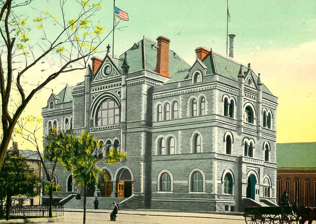 Post Office Columbus Ohio in 1906 Vintage Print (7 Sizes) - Premium Quality