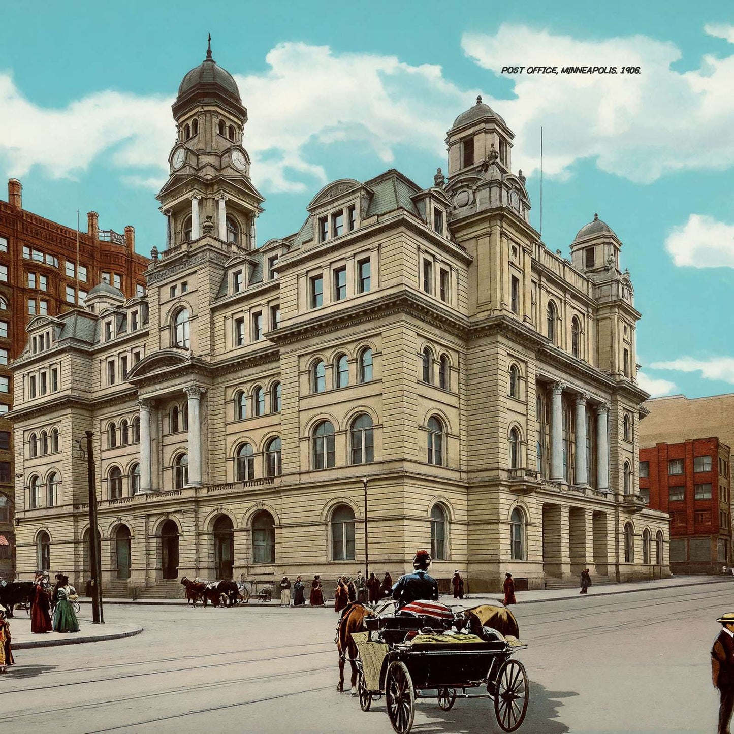 Post Office Minneapolis in 1906 Vintage Print (7 Sizes) - Retouched