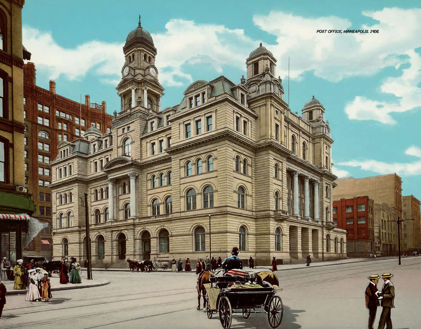 Post Office Minneapolis in 1906 Vintage Print (7 Sizes) - Retouched