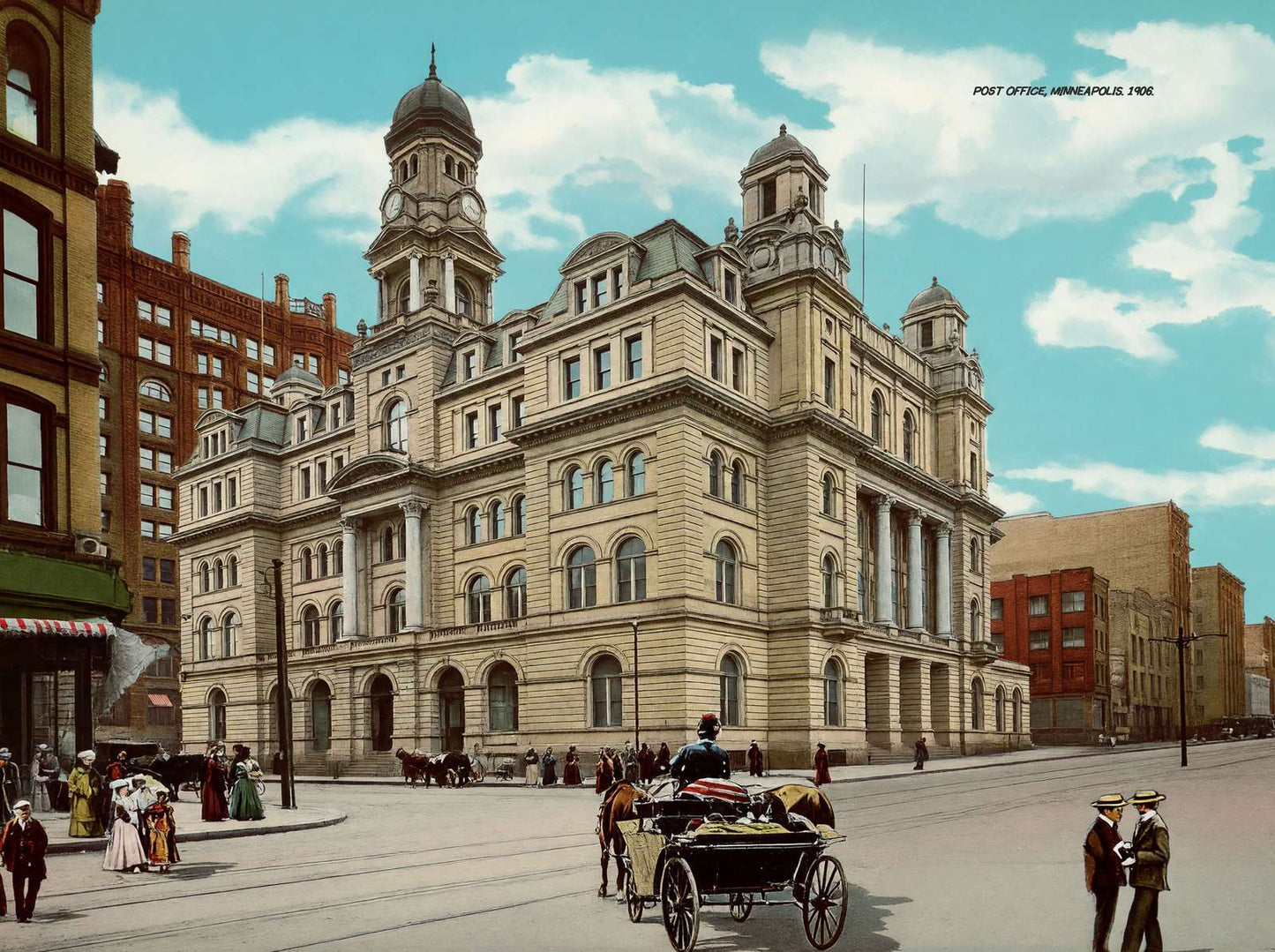 Post Office Minneapolis in 1906 Vintage Print (7 Sizes) - Retouched
