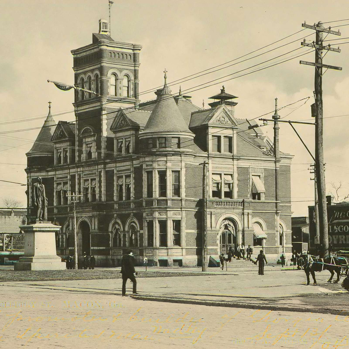 Post Office Mulberry Street Macon GA in 1904 Vintage Print (7 Sizes) - Restored