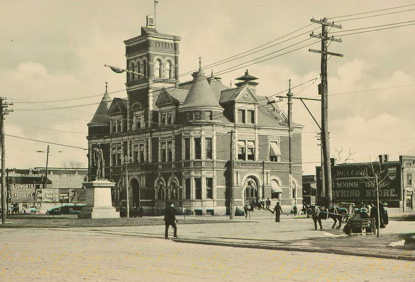 Post Office Mulberry Street Macon GA in 1904 Vintage Print (7 Sizes) - Restored