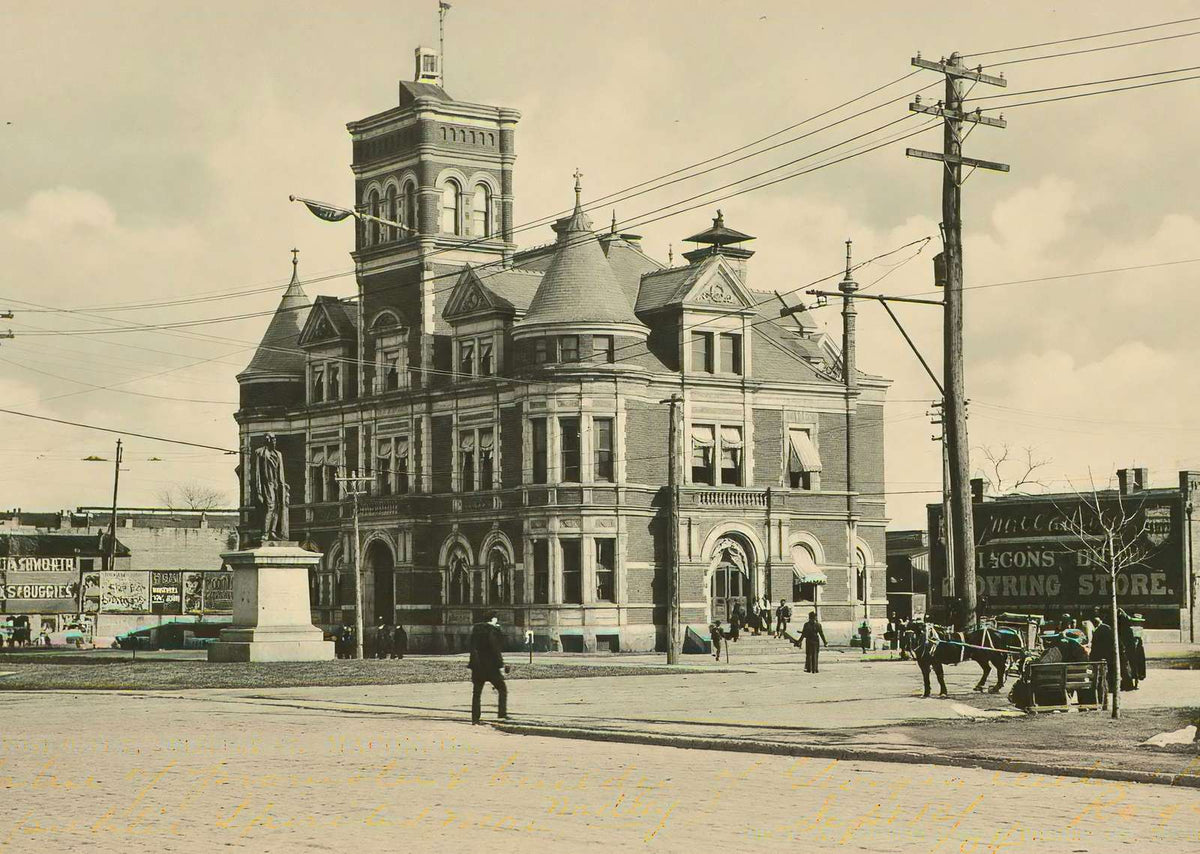 Post Office Mulberry Street Macon GA in 1904 Vintage Print (7 Sizes) - Restored
