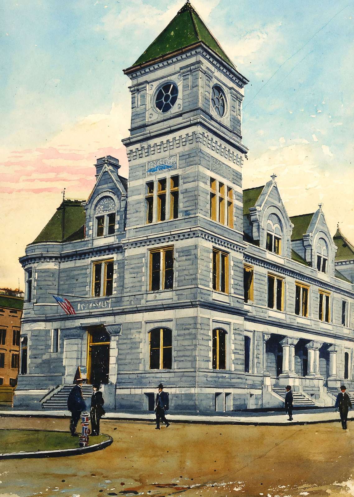 Post Office Manchester NH in 1907 Art Print (7 Sizes) - Premium Quality