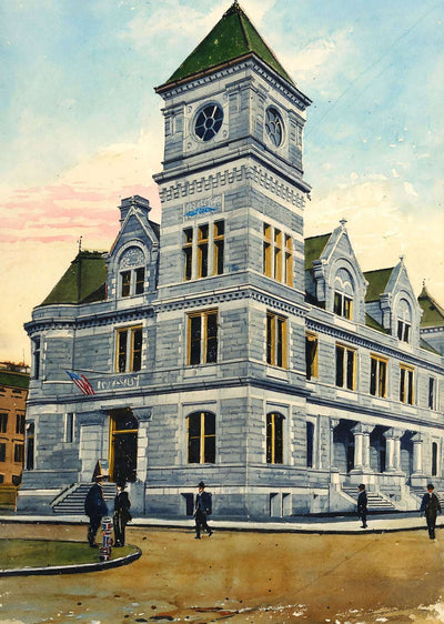 Post Office Manchester NH in 1907 Art Print (7 Sizes) - Premium Quality