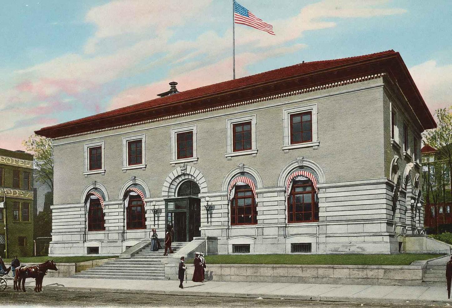 Post Office Hot Springs AR in 1906 Vintage Print (7 Sizes) - Archival Paper