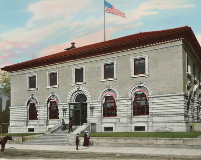 Post Office in Hot Springs in 1906 vintage print