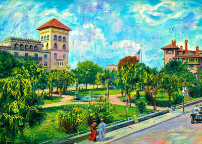 Post Office Park St Augustine FL in 1908 Art Print (7 Sizes) - Enhanced
