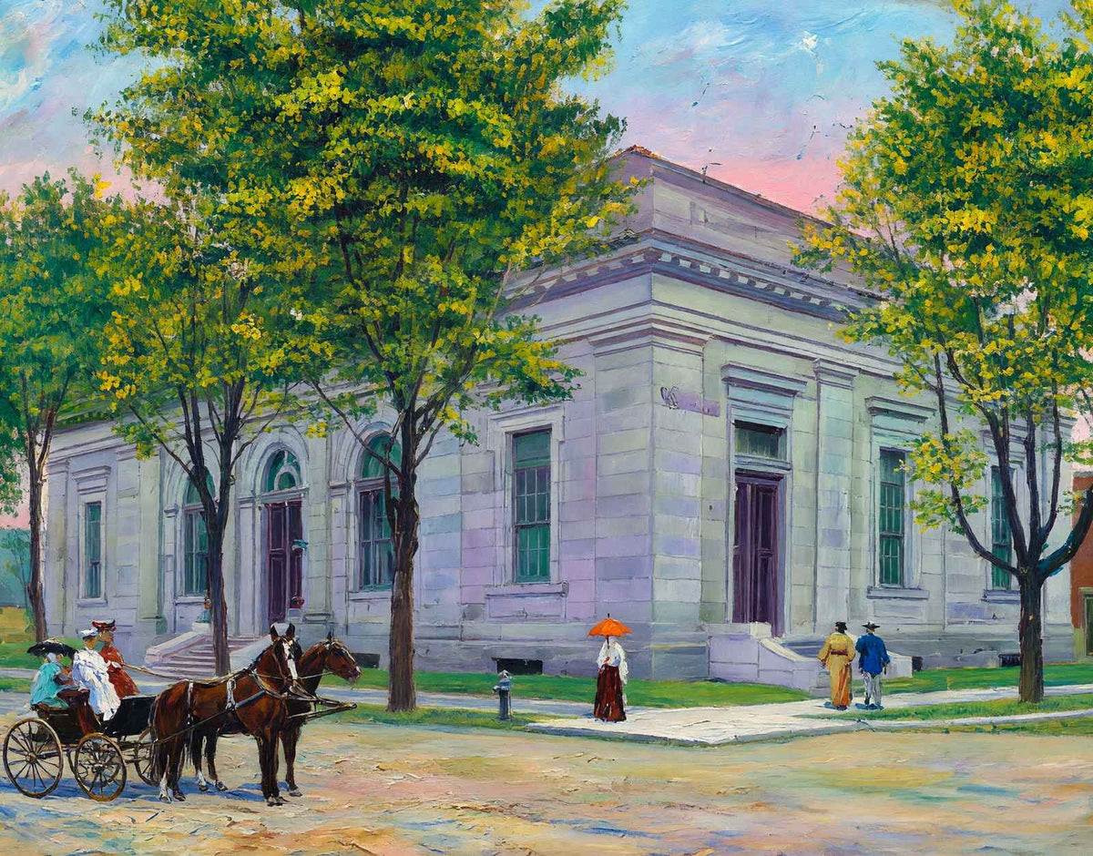 Post Office Muncie in 1908 Painting Print (7 Sizes) - Premium Print
