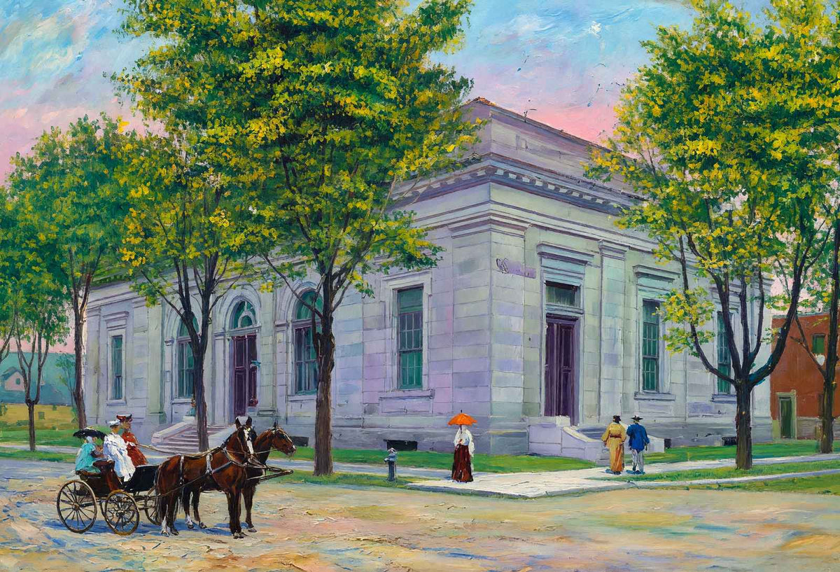 Post Office Muncie in 1908 Painting Print (7 Sizes) - Premium Print