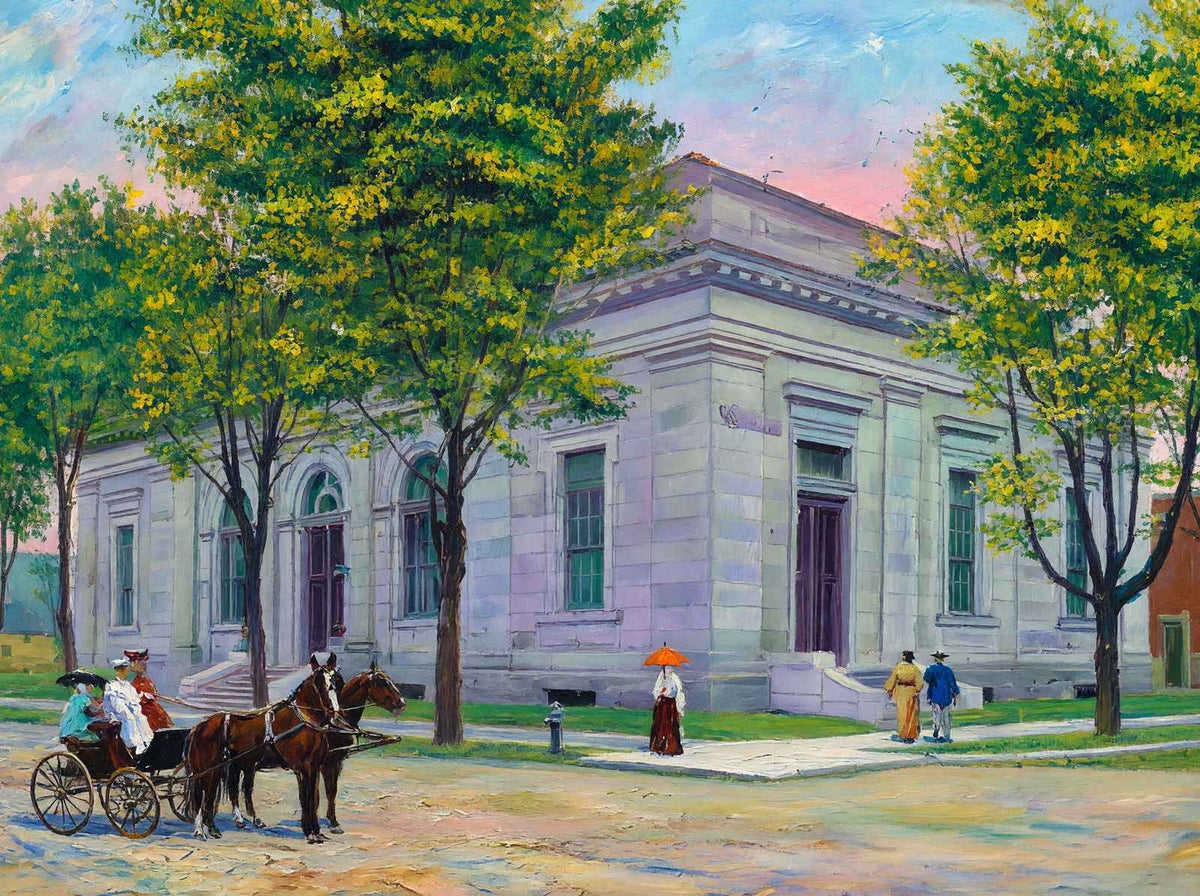 Post Office Muncie in 1908 Painting Print (7 Sizes) - Premium Print