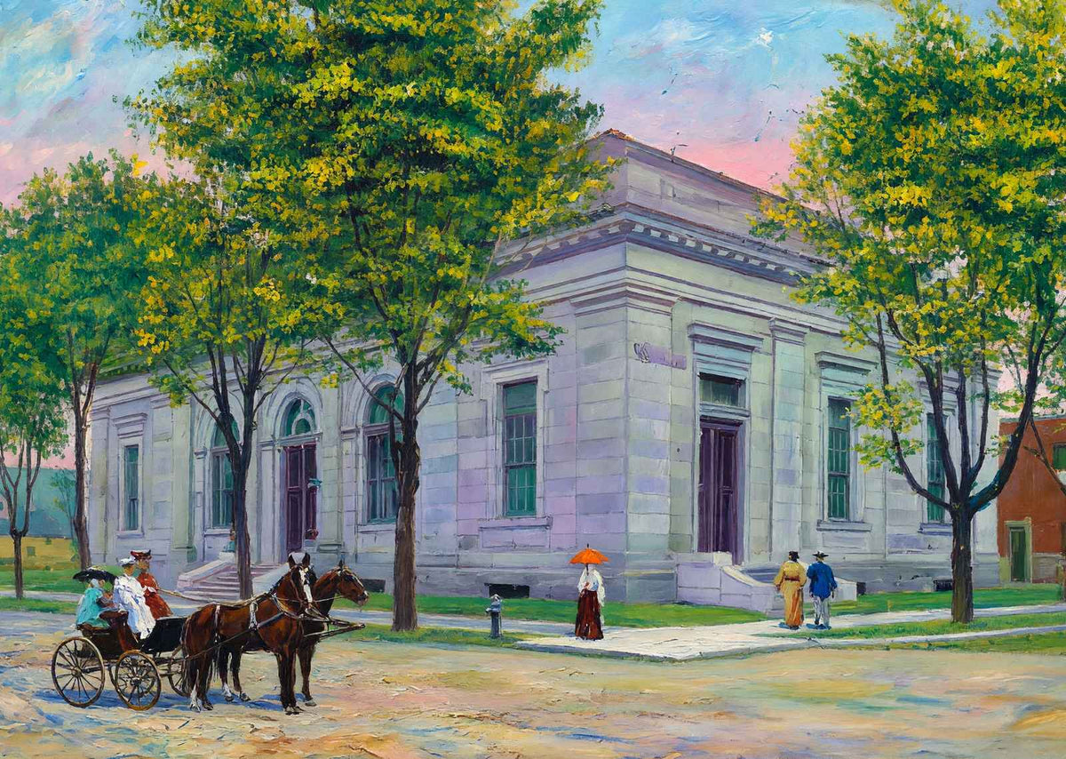 Post Office Muncie in 1908 Painting Print (7 Sizes) - Premium Print