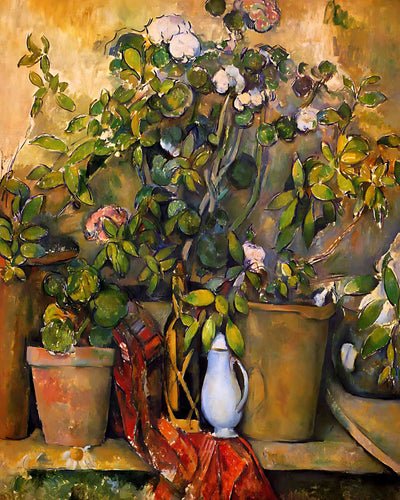 Potted Plants Painting by Paul Cezanne 8x10" Art Print (Restored Reproduction)