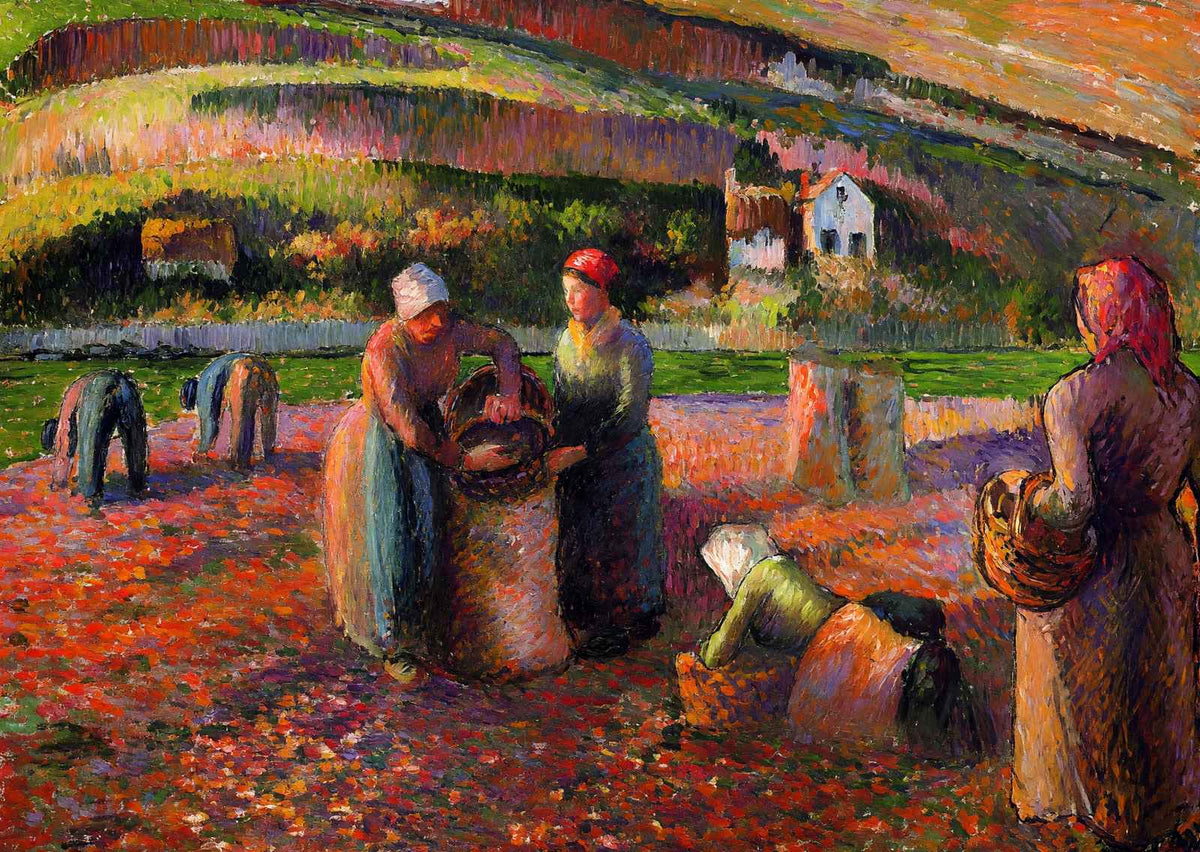 Potato Harvest 1893 Painting by Camille Pissarro Art Print (6 Sizes) - Restored