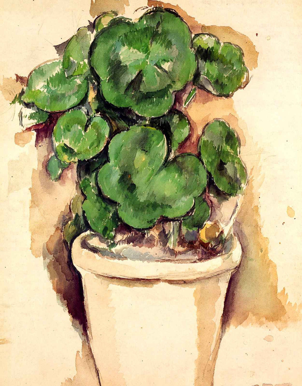 Pot of Geraniums Art Print 1885 Painting by Paul Cezanne (6 Sizes) - Retouched