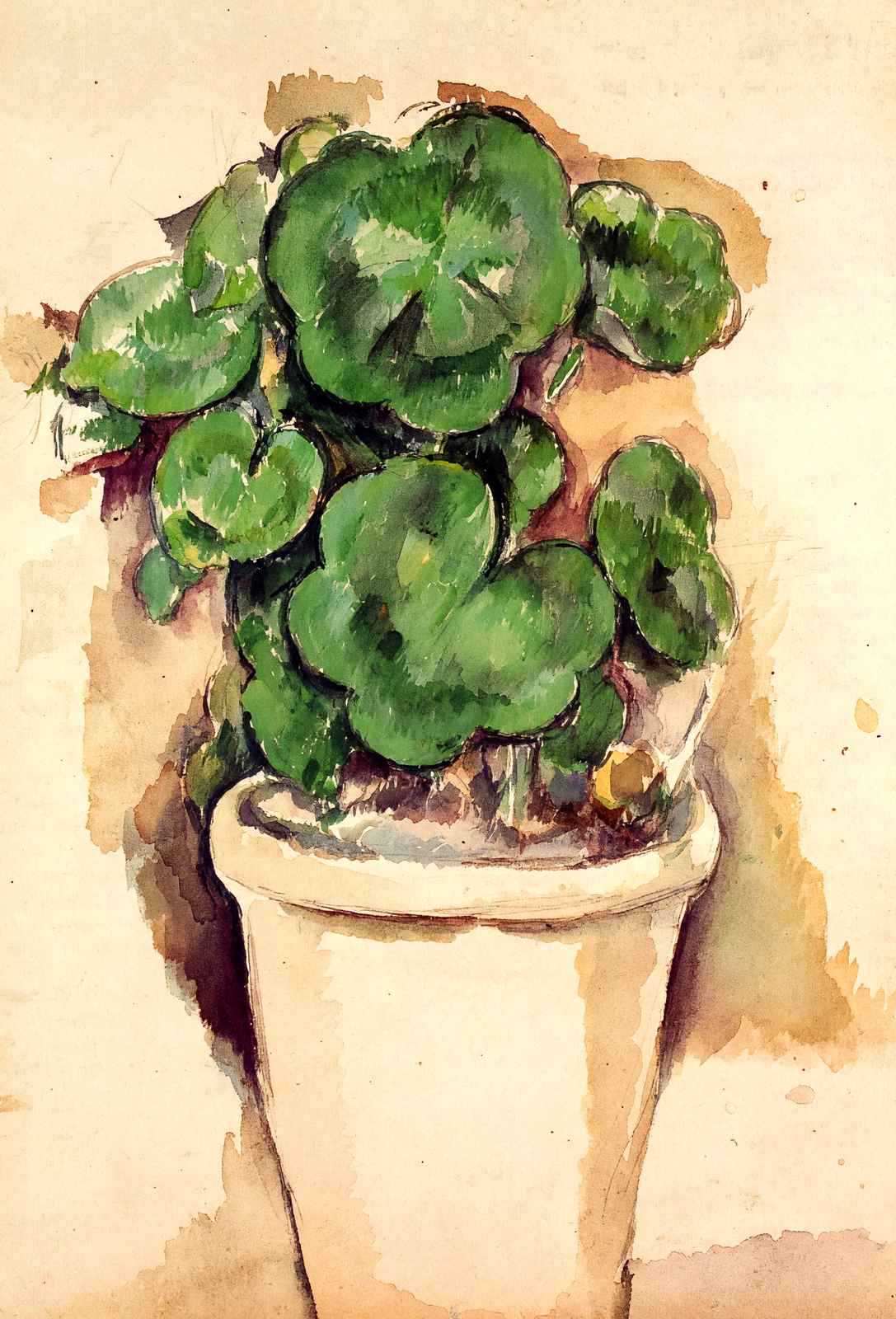 Pot of Geraniums Art Print 1885 Painting by Paul Cezanne (6 Sizes) - Retouched