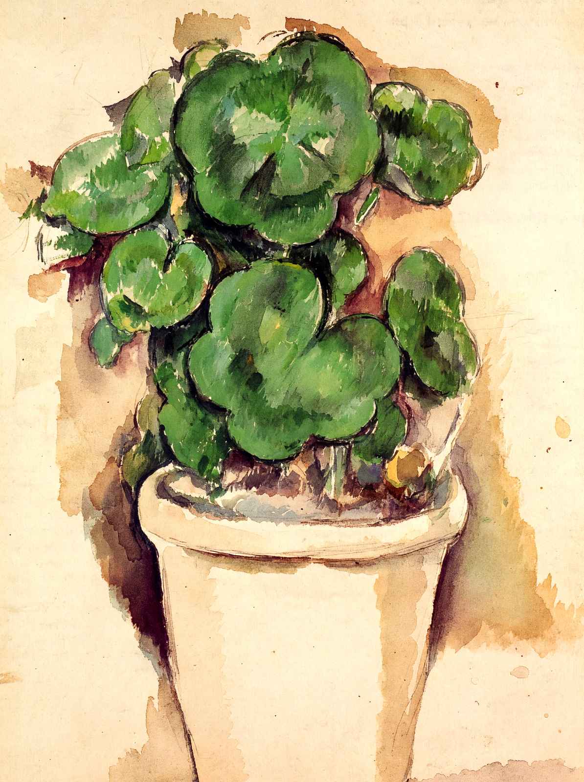 Pot of Geraniums Art Print 1885 Painting by Paul Cezanne (6 Sizes) - Retouched