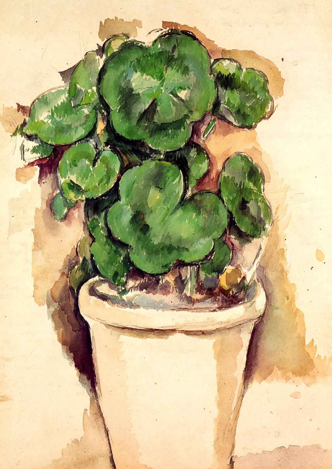 Pot of Geraniums Art Print 1885 Painting by Paul Cezanne (6 Sizes) - Retouched