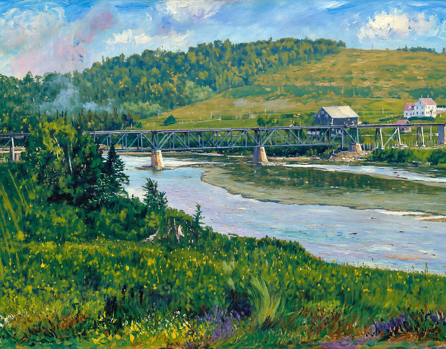 Bangor & Aroostook Railroad Bridge Presque Isle Maine in 1905 Art Print