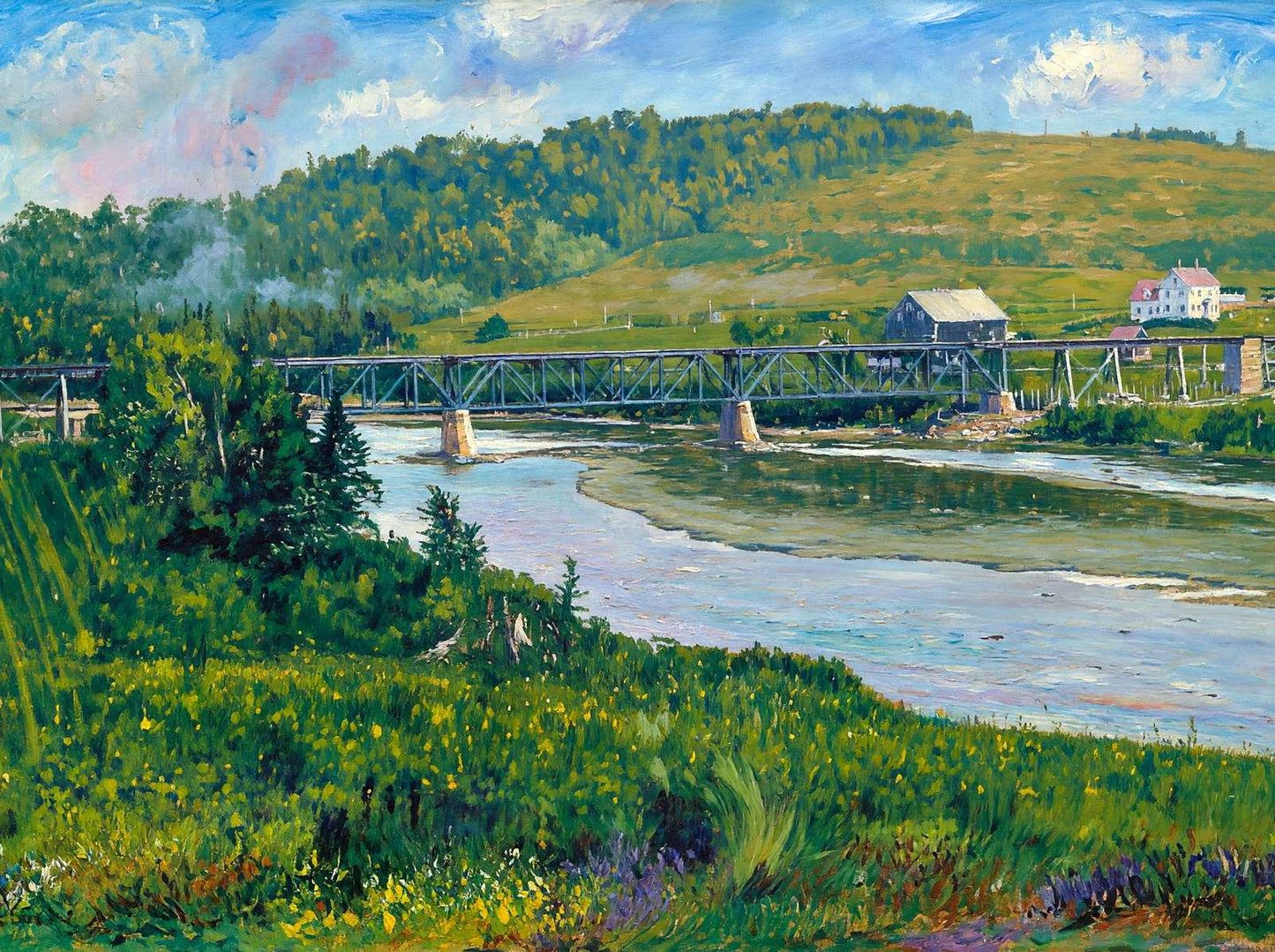 Bangor & Aroostook Railroad Bridge Presque Isle Maine in 1905 Art Print