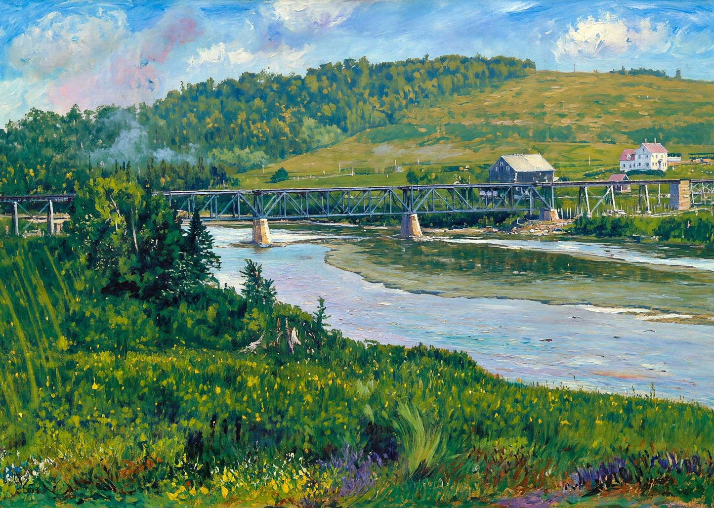 Bangor & Aroostook Railroad Bridge Presque Isle Maine in 1905 Art Print