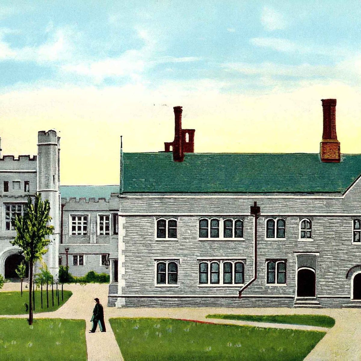 Princeton University New Gymnasium and New Little Hall 1910 Vintage Print