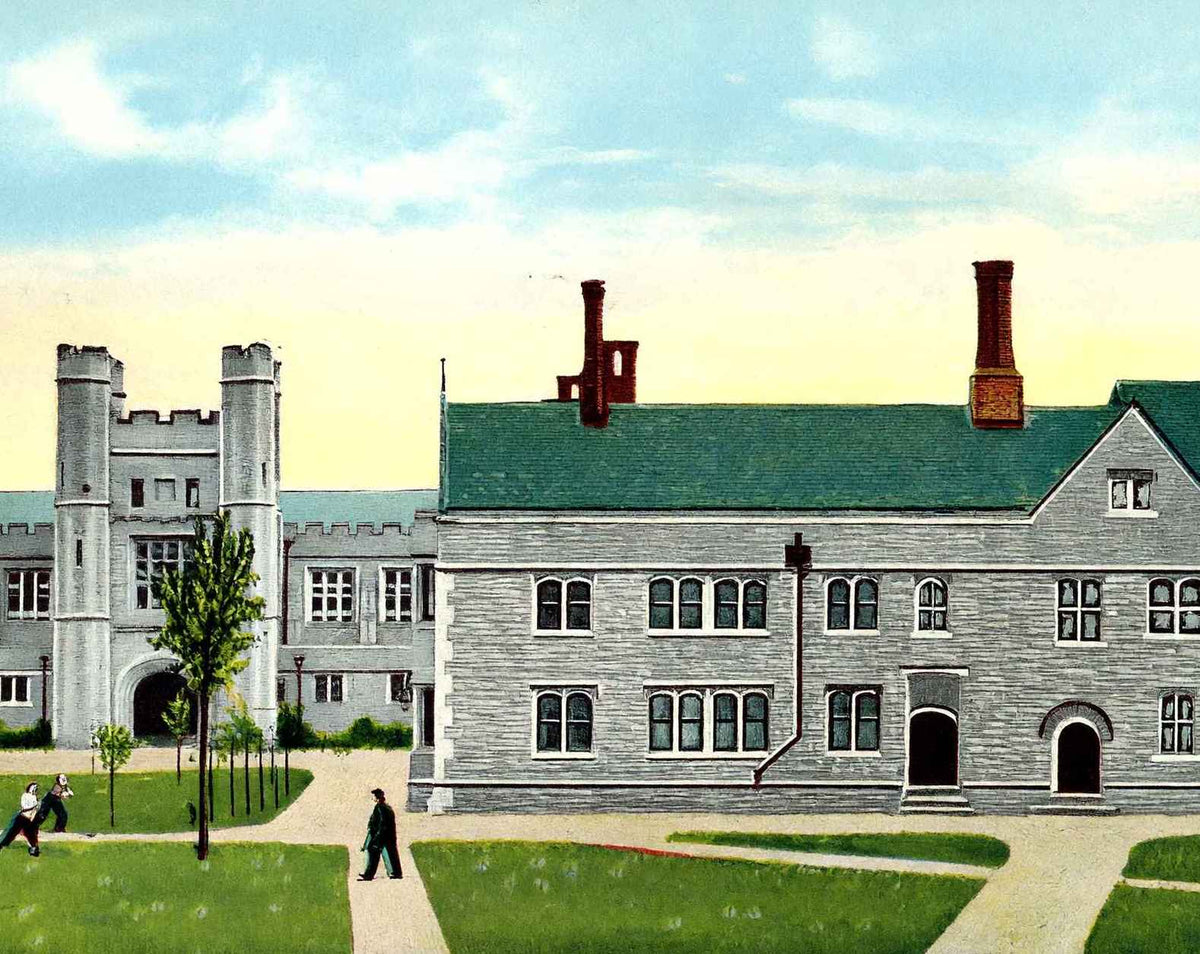 New Gymnasium and New Little Hall vintage print